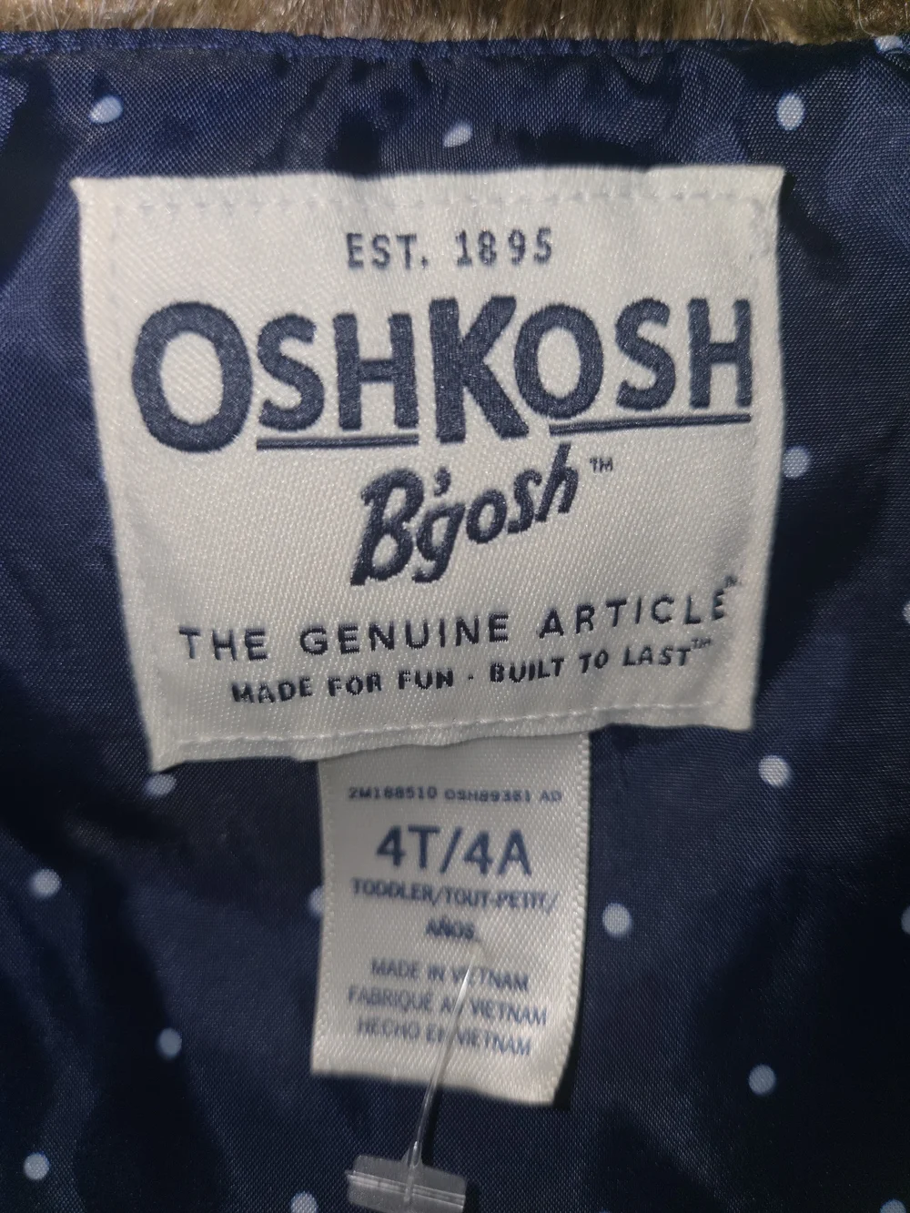 OshKosh B'gosh Faux Fur Vest Girl Size 4T Brown Soft Warm Quality Winter Clothi